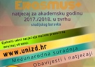 Erasmus+ Natječaj za studentsku mobilnost u svrhu studijskog boravka za ak. god. 2017-2018